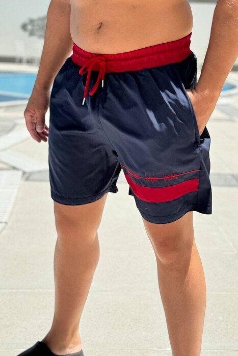 ONE COLOR MAN SWIM WEAR BLUE-RED/BLKU - KLAUDIO FASHION