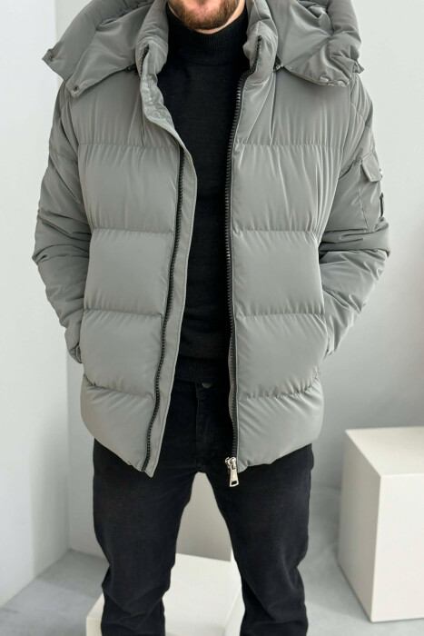 XHUP NJE NGJYRESH ME PUSH PER MESHKUJ NE NGJYRE GRI - KLAUDIO FASHION