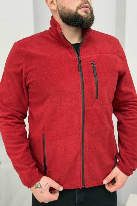 ONE COLOR MEN POLAR JACKET RED/E KUQE - KLAUDIO FASHION