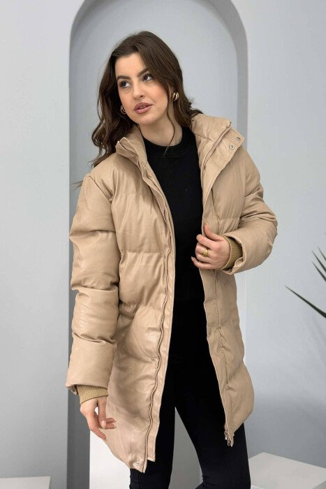 ONE COLOR WOMEN PUFFER JACKET BEIGE/BEZHE - 1