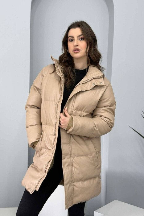 ONE COLOR WOMEN PUFFER JACKET BEIGE/BEZHE - 5