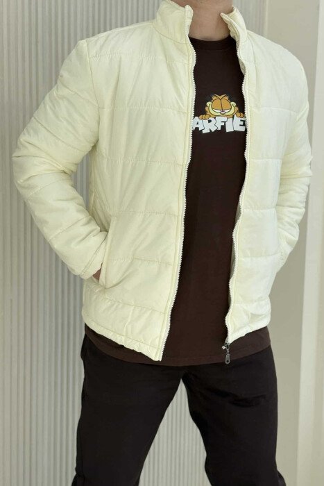 ONE COLOR MEN PUFFER JACKET CREAM/KREM - KLAUDIO FASHION