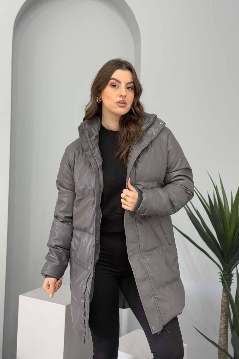 ONE COLOR WOMEN PUFFER JACKET DARK GREY/GEE - 1