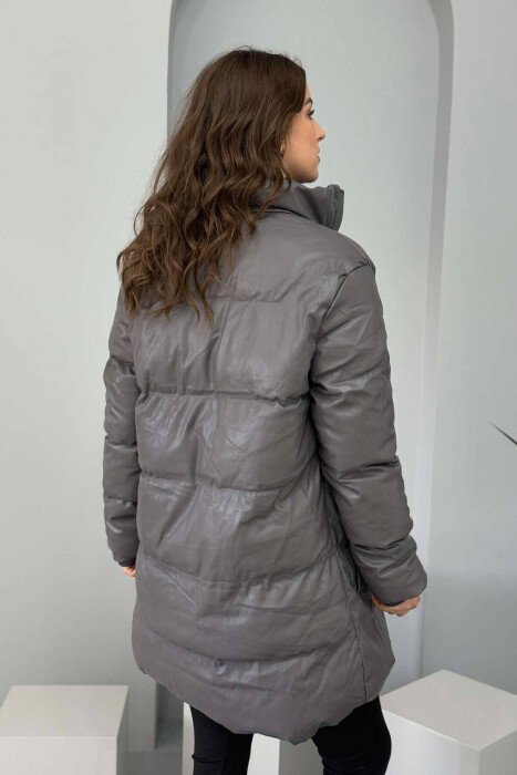 ONE COLOR WOMEN PUFFER JACKET DARK GREY/GEE - 3