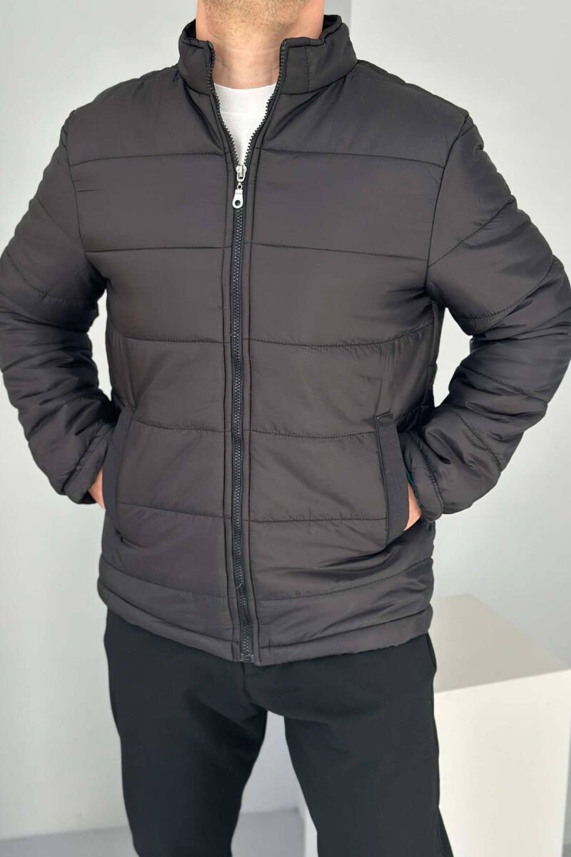 ONE COLOR MEN PUFFER JACKET GLOSSY BLACK-ZEZE SHKELQIM - 2