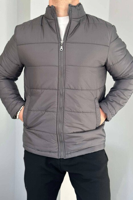 ONE COLOR MEN PUFFER JACKET GREY-GREY/GG - KLAUDIO FASHION