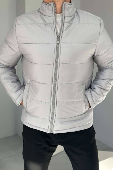 ONE COLOR MEN PUFFER JACKET GREY/GRI - KLAUDIO FASHION