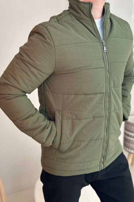 ONE COLOR MEN PUFFER JACKET LIGHT GREEN/JEZB - KLAUDIO FASHION