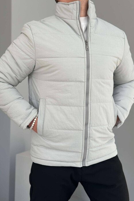 ONE COLOR MEN PUFFER JACKET LIGHT GREY/GZ - KLAUDIO FASHION