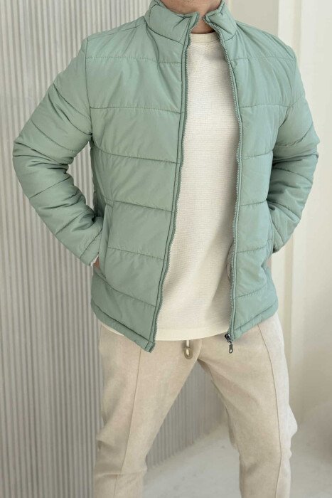 ONE COLOR MEN PUFFER JACKET MINT/MENTE - KLAUDIO FASHION