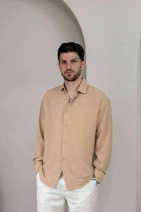 ONE COLOR MEN SHIRT BEIGE/BEZHE - KLAUDIO FASHION