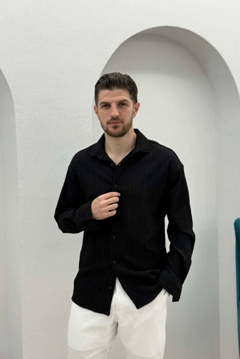 ONE COLOR MEN SHIRT BLACK/ E ZEZE - KLAUDIO FASHION