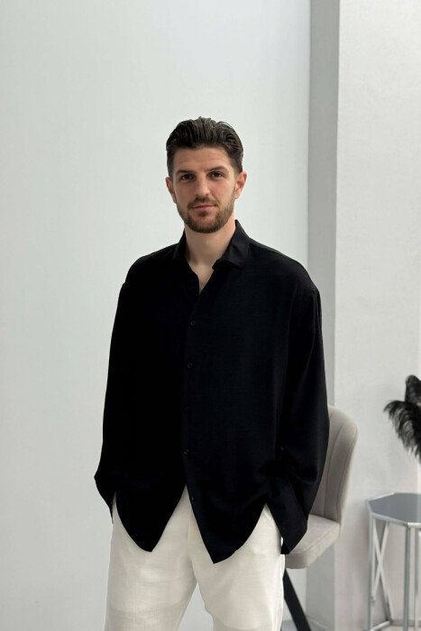 ONE COLOR MEN SHIRT BLACK/ E ZEZE - KLAUDIO FASHION