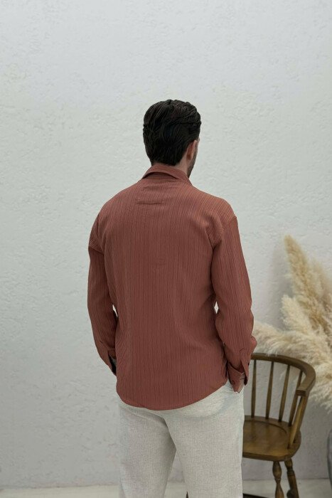 ONE COLOR MEN SHIRT BRICK/TULLE - 4