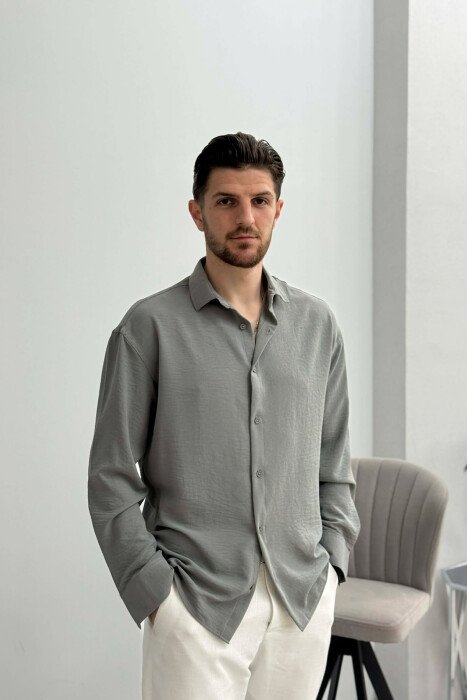 ONE COLOR MEN SHIRT GREY ASH/GRI HIRI - KLAUDIO FASHION