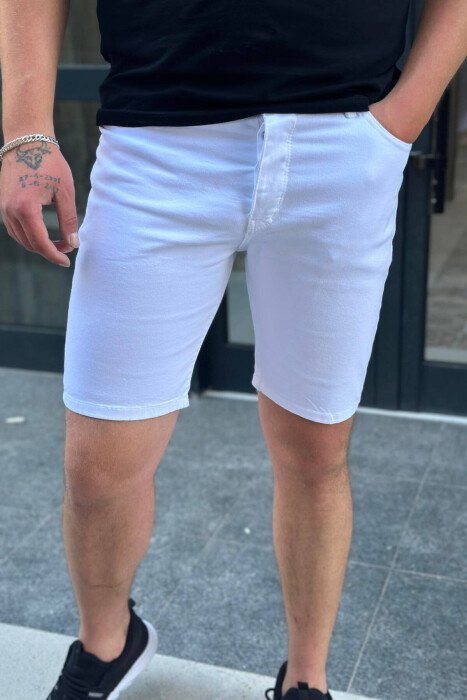 ONE COLOR MEN SHORT PANTS WHITE-E BARDHE - KLAUDIO FASHION