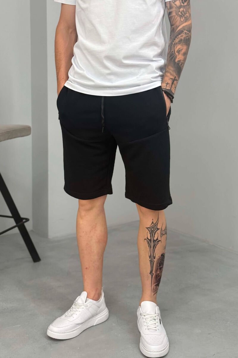ONE COLOR MEN SHORT SWEATPANTS BLACK/ E ZEZE - 4