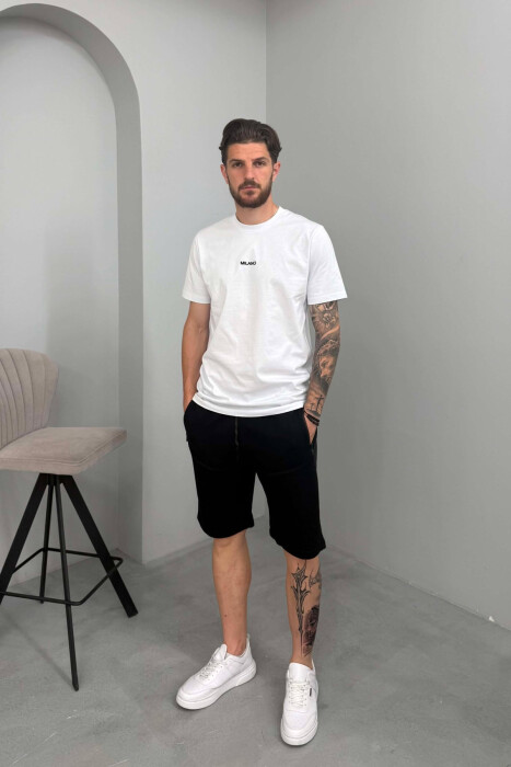 ONE COLOR MEN SHORT SWEATPANTS BLACK/ E ZEZE - KLAUDIO FASHION