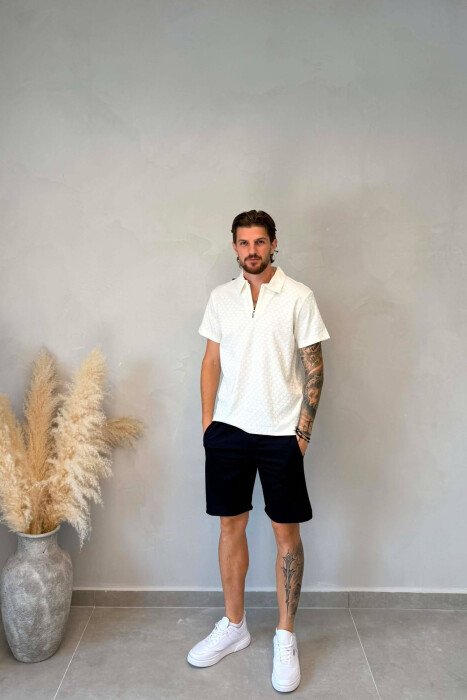 ONE COLOR MEN SHORT SWEATPANTS BLUE/BLU - KLAUDIO FASHION