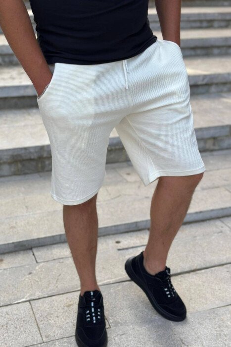 ONE COLOR MEN SHORT SWEATPANTS CREAM/KREM - 1