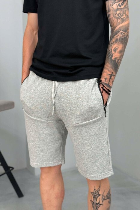 ONE COLOR MEN SHORT SWEATPANTS LIGHT GREY/GZ - 2