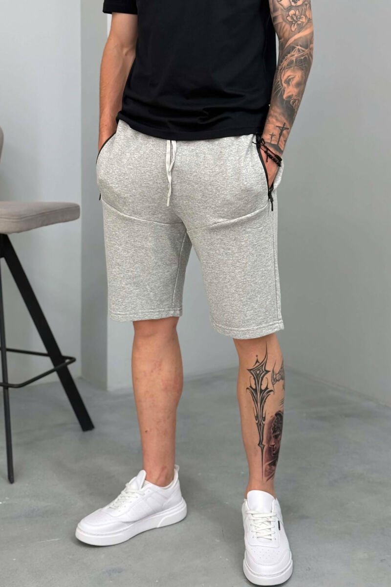 ONE COLOR MEN SHORT SWEATPANTS LIGHT GREY/GZ - 4