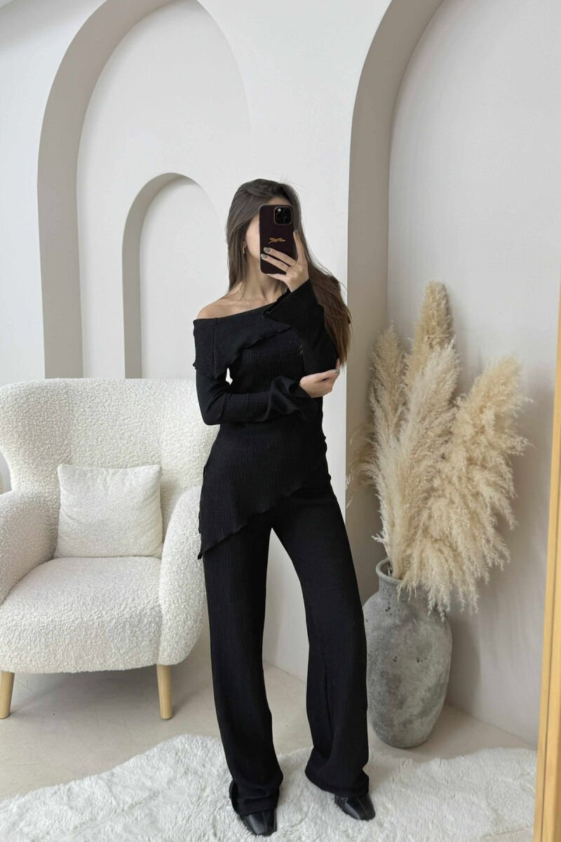 ONE COLOR OFF SHOULDER+TROUSERS WOMEN SET BLACK/ E ZEZE - 1