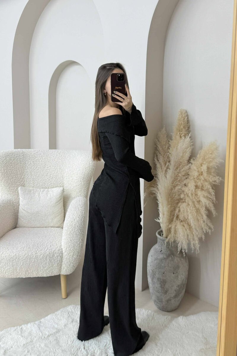 ONE COLOR OFF SHOULDER+TROUSERS WOMEN SET BLACK/ E ZEZE - 3