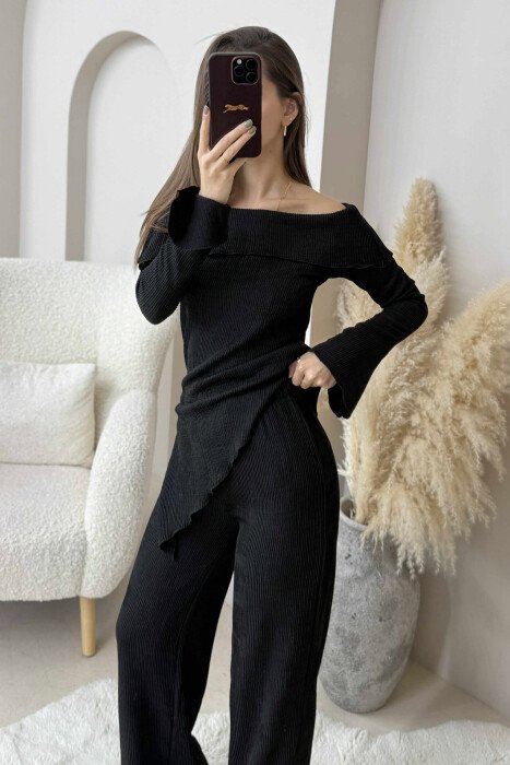 ONE COLOR OFF SHOULDER+TROUSERS WOMEN SET BLACK/ E ZEZE - 4