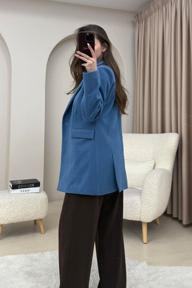 ONE COLOR ONE BUTTON SIMPLE WOMAN JACKET BLUE/BLU - 8