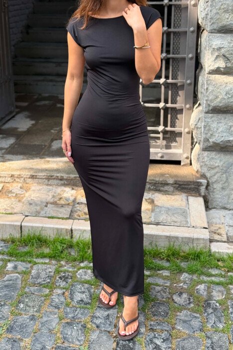 ONE COLOR OPEN BACK WOMAN DRESS BLACK/ E ZEZE - 2