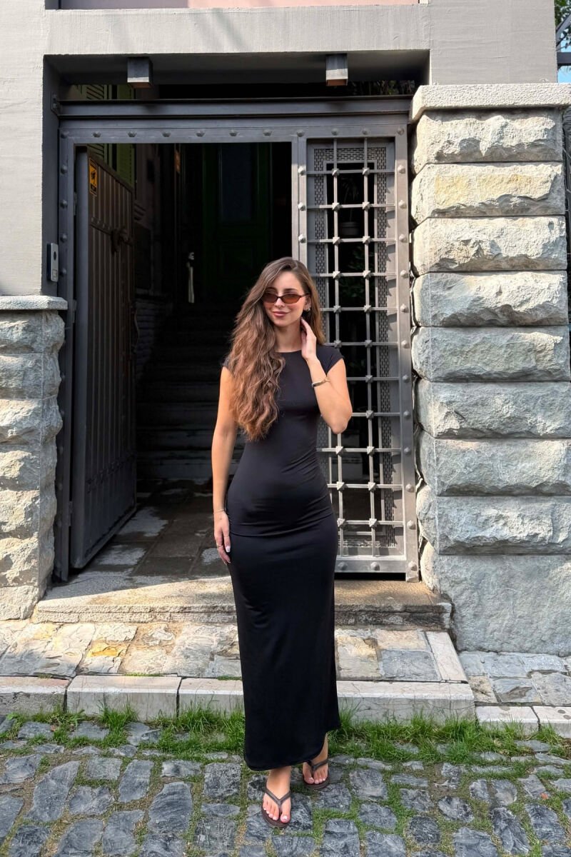 ONE COLOR OPEN BACK WOMAN DRESS BLACK/ E ZEZE - 5