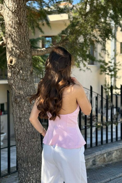 ONE COLOR OPEN BACK WOMAN TANK TOP PINK/ROZE - 4