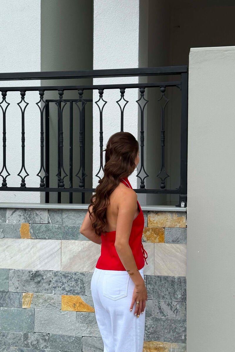 ONE COLOR OPEN BACK WOMAN VEST RED/E KUQE - 3