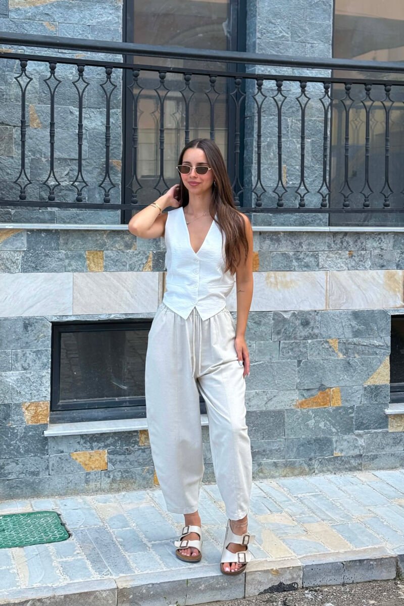 ONE COLOR OPEN BACK WOMAN VEST WHITE-E BARDHE - 5