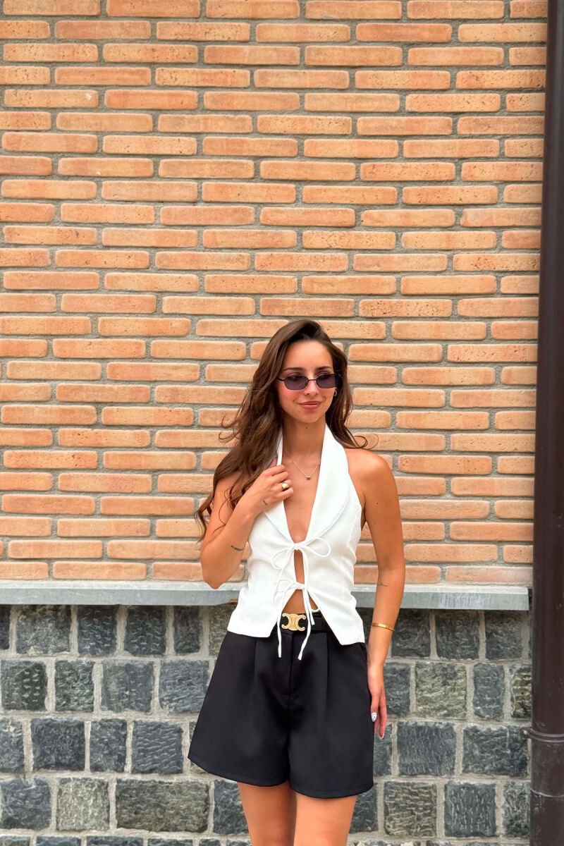 ONE COLOR OPEN BACK WOMAN VEST WHITE-E BARDHE - 1