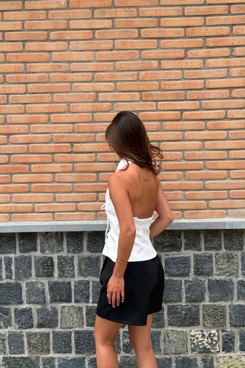 ONE COLOR OPEN BACK WOMAN VEST WHITE-E BARDHE - 4