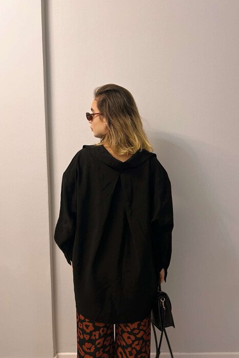 ONE COLOR OVERSIZE WOMEN SHIRT BLACK/ E ZEZE - 7