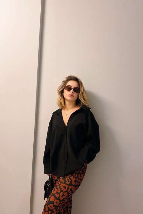ONE COLOR OVERSIZE WOMEN SHIRT BLACK/ E ZEZE 