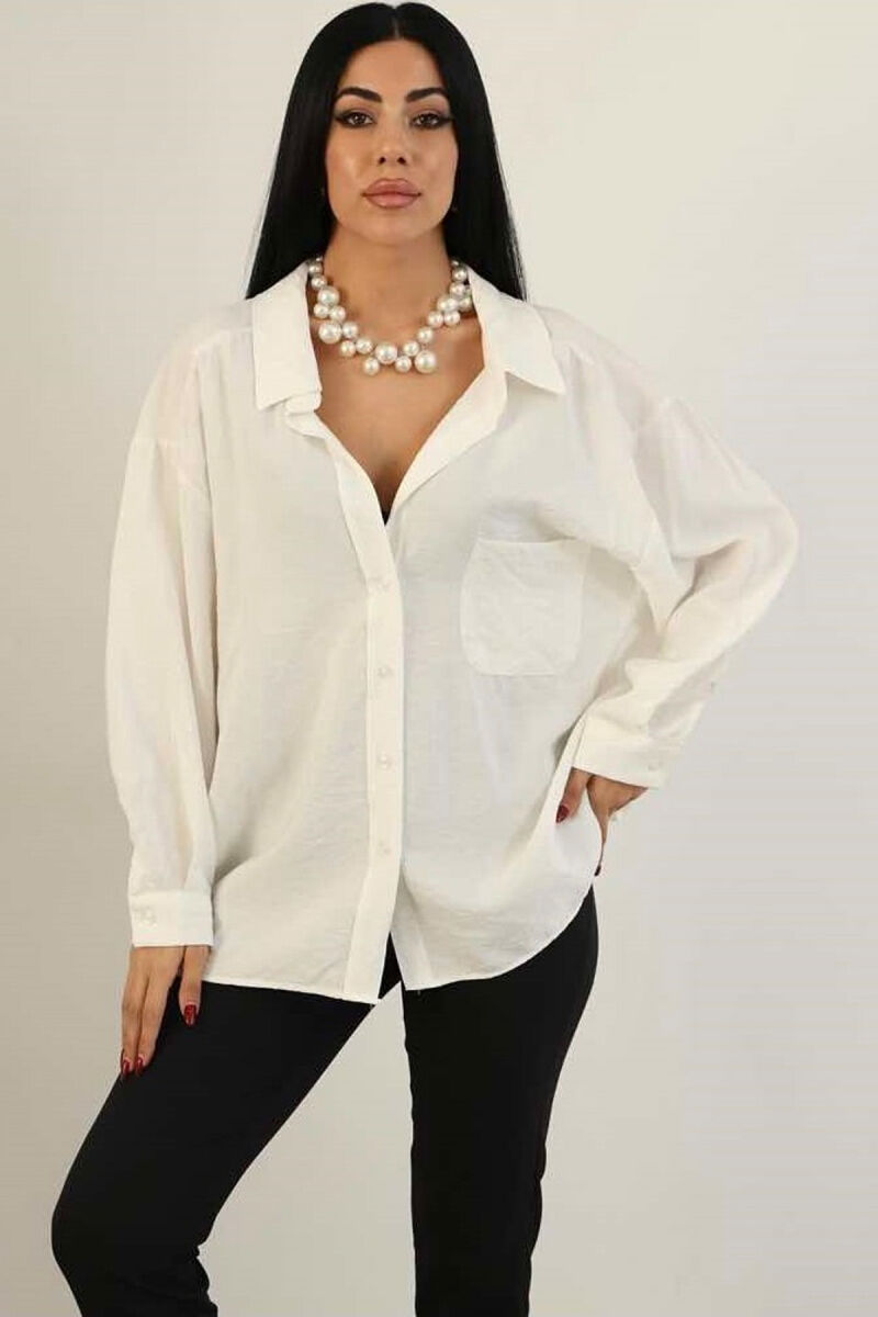 ONE COLOR OVERSIZE WOMEN SHIRT WHITE-E BARDHE - 5