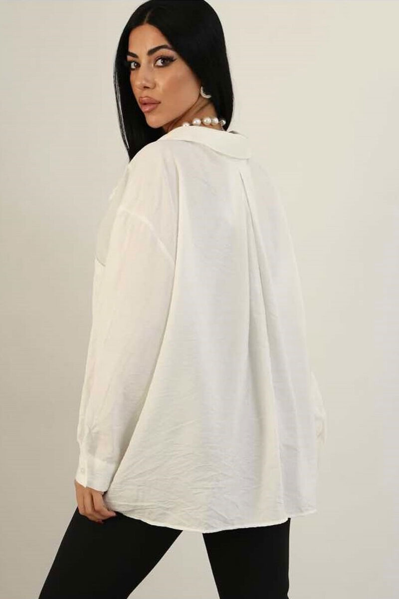 ONE COLOR OVERSIZE WOMEN SHIRT WHITE-E BARDHE - 6