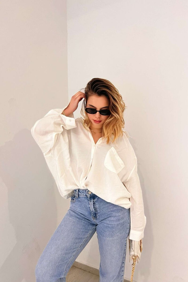 ONE COLOR OVERSIZE WOMEN SHIRT WHITE-E BARDHE - 1