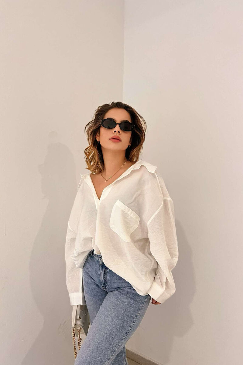 ONE COLOR OVERSIZE WOMEN SHIRT WHITE-E BARDHE - 2