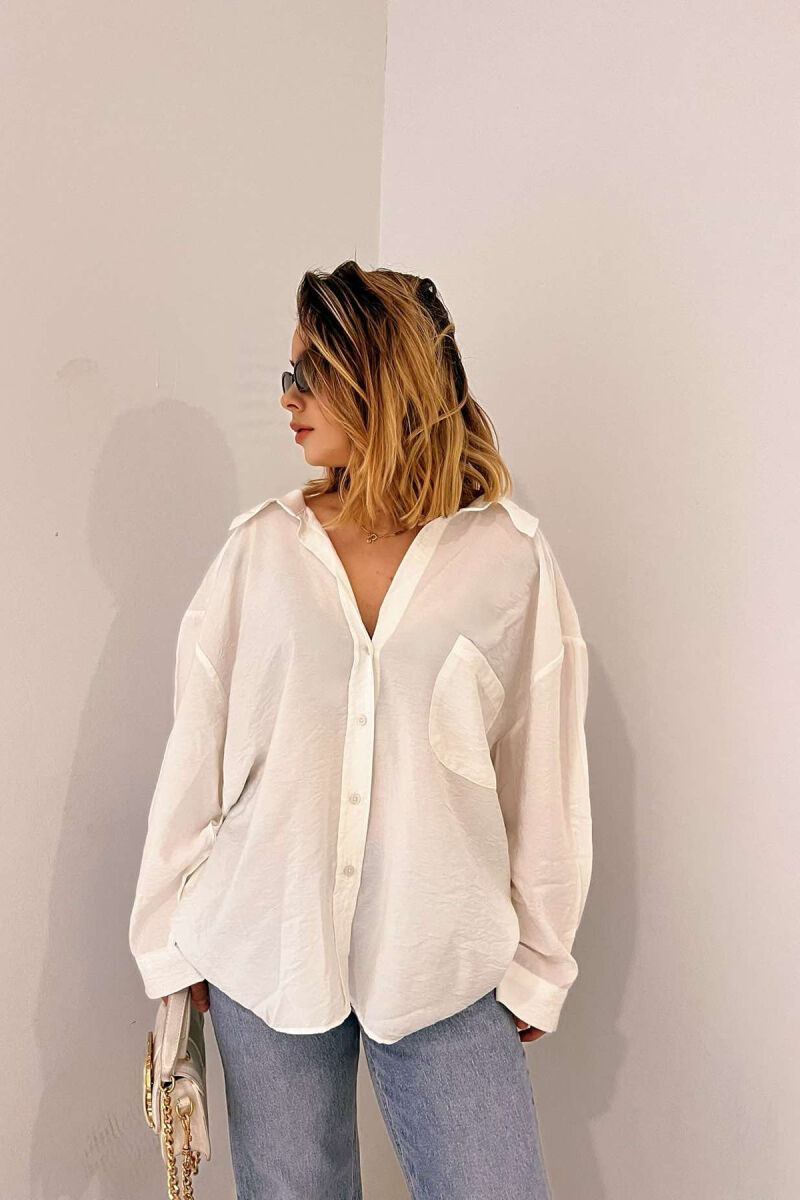 ONE COLOR OVERSIZE WOMEN SHIRT WHITE-E BARDHE - 4