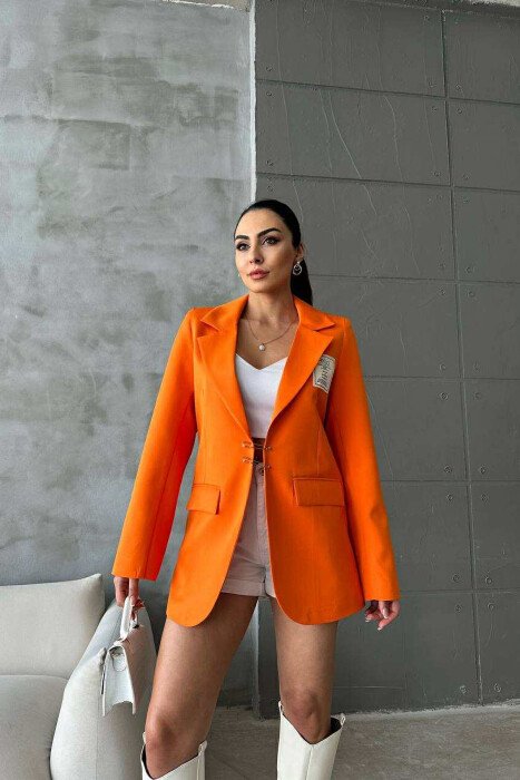 ONE COLOR PIN DETAILS WOMEN JACKET ORANGE/PORTOKALLI - 2