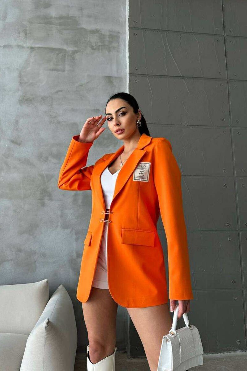 ONE COLOR PIN DETAILS WOMEN JACKET ORANGE/PORTOKALLI - 3