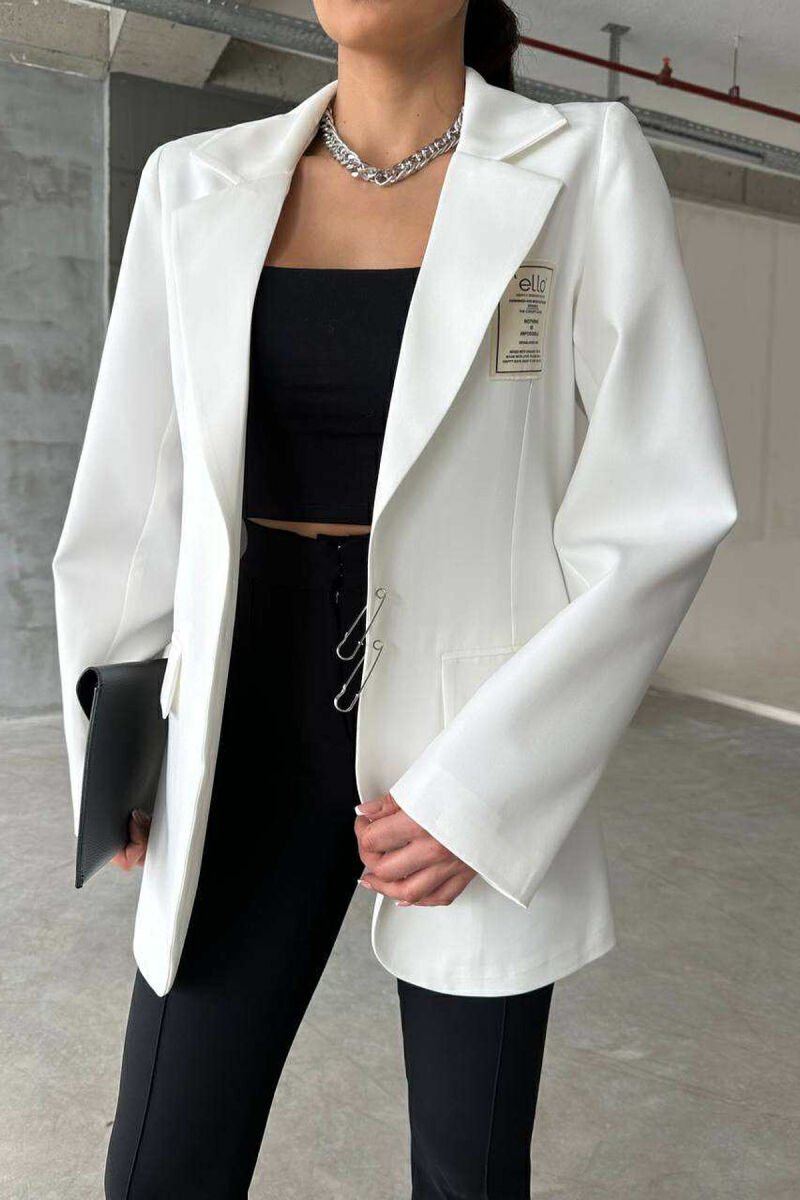 ONE COLOR PIN DETAILS WOMEN JACKET WHITE-E BARDHE - 1