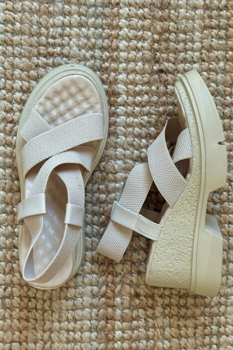 ONE COLOR PLATFORM WOMEN SANDALS BEIGE/BEZHE - 3