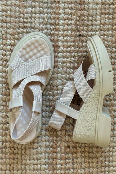 ONE COLOR PLATFORM WOMEN SANDALS BEIGE/BEZHE - 3