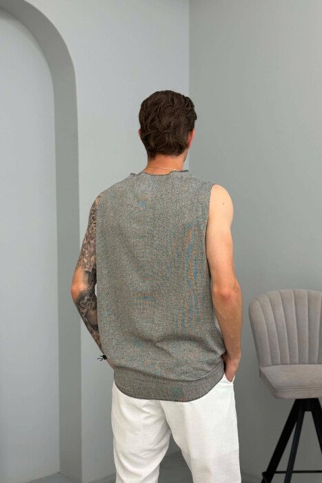 ONE COLOR POCKET DETAIL MEN TANK TOP GREY/GRI - 2